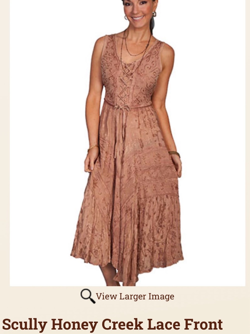 Scully Lace-Front Sleeveless Midi Dress in Dusty Rose Tan